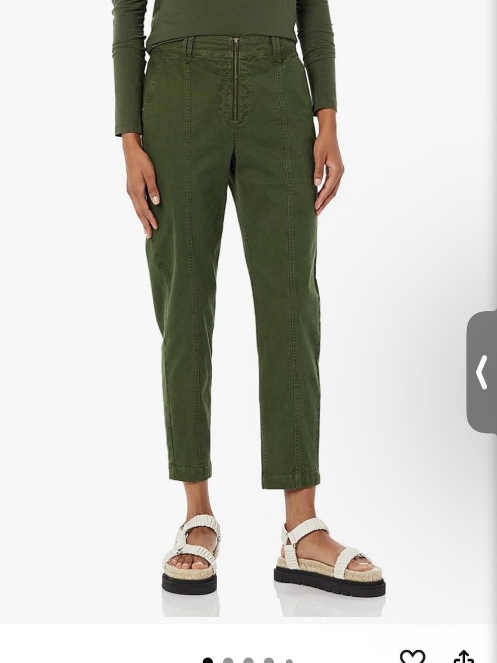 Olive Green High-Waist Tapered Pants